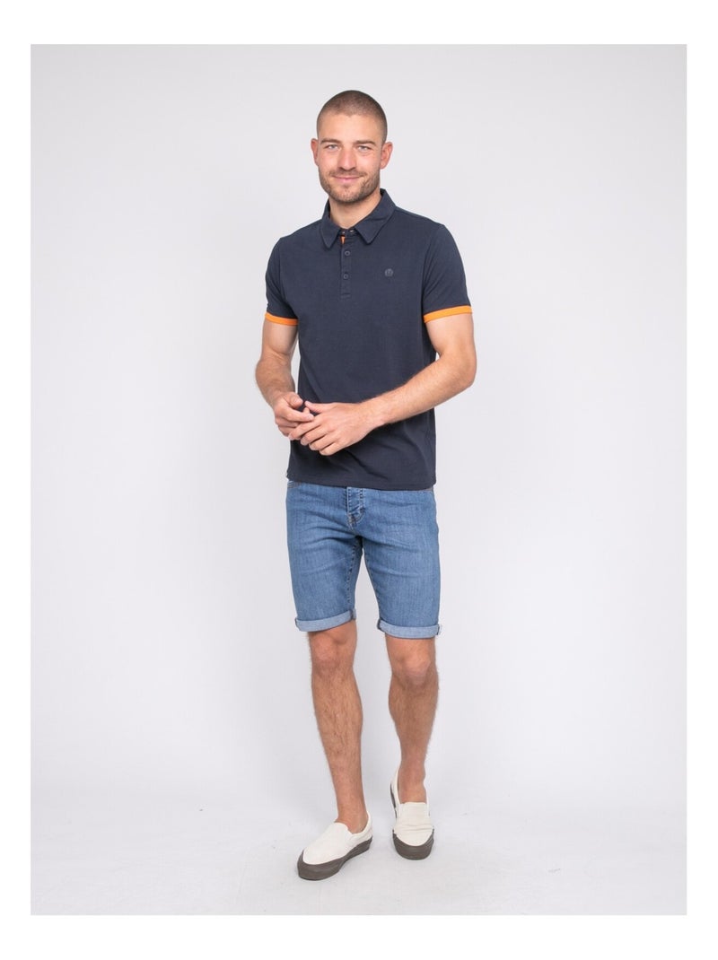 Polo a maniche corte cotone PASTATO Blu marino - Kiabi