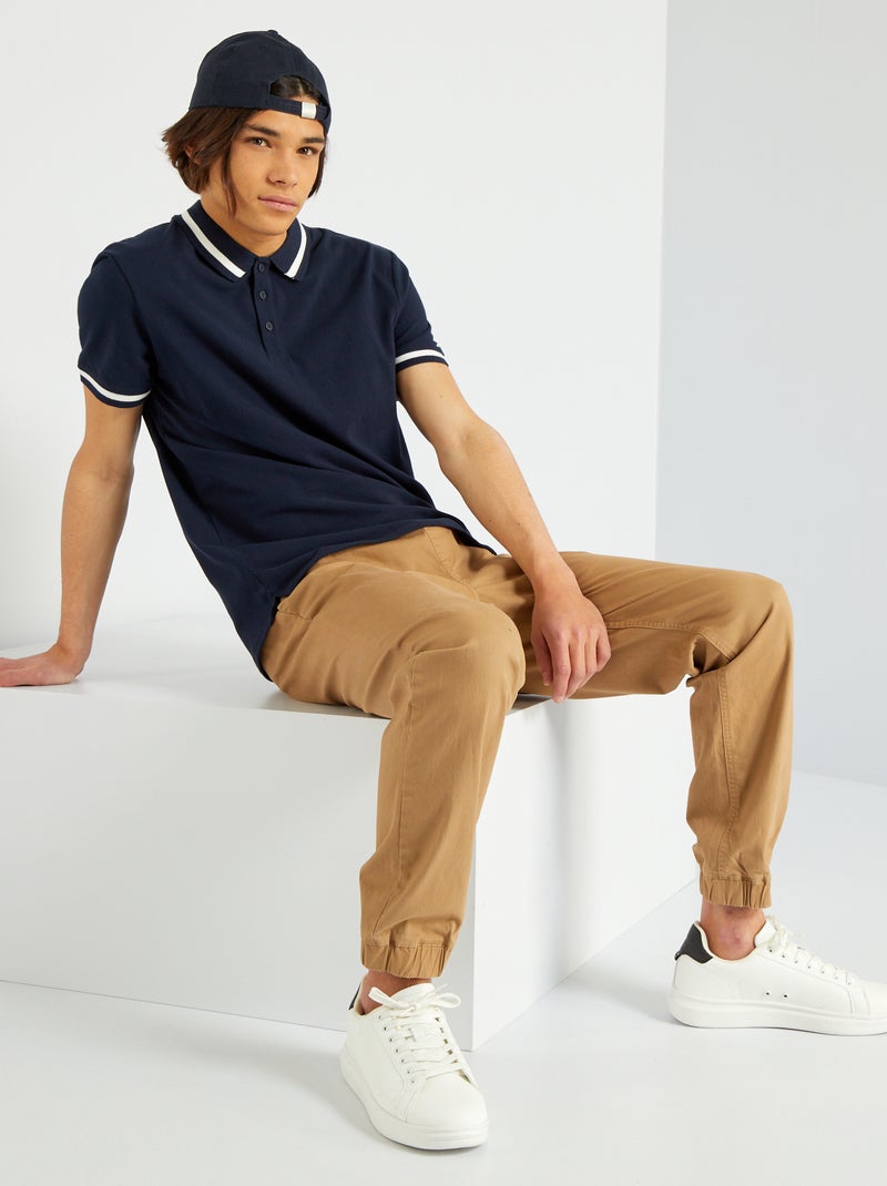 Polo a maniche corte in jersey blu - Kiabi