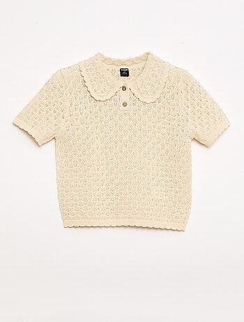Polo a maniche corte in maglia traforata