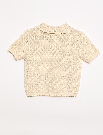 Polo a maniche corte in maglia traforata