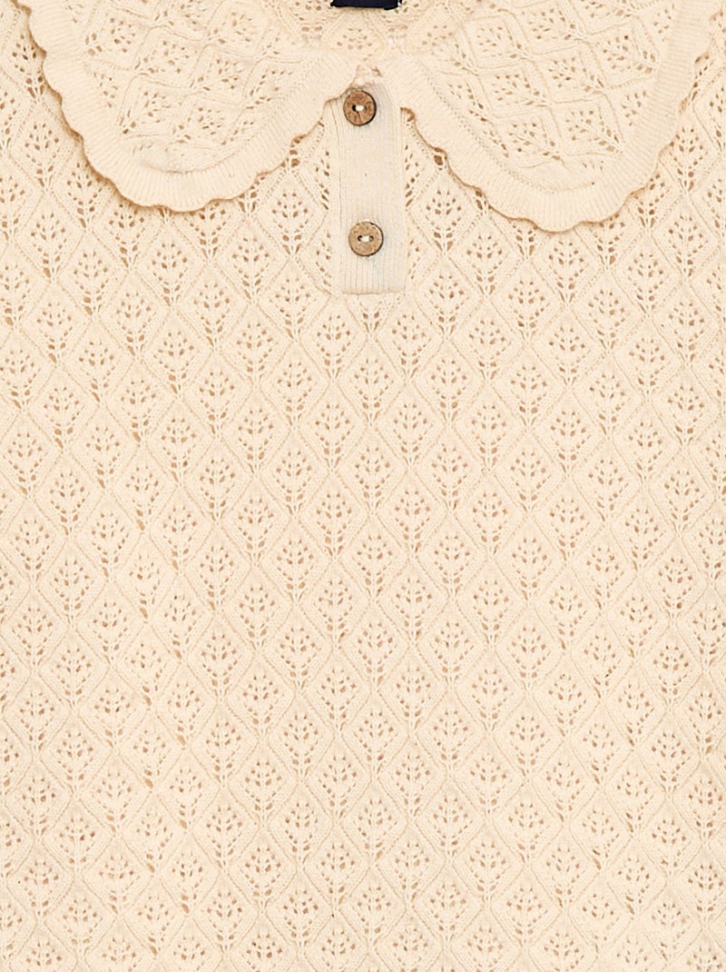 Polo a maniche corte in maglia traforata Beige - Kiabi