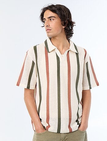 Polo a maniche corte in maglia traforata