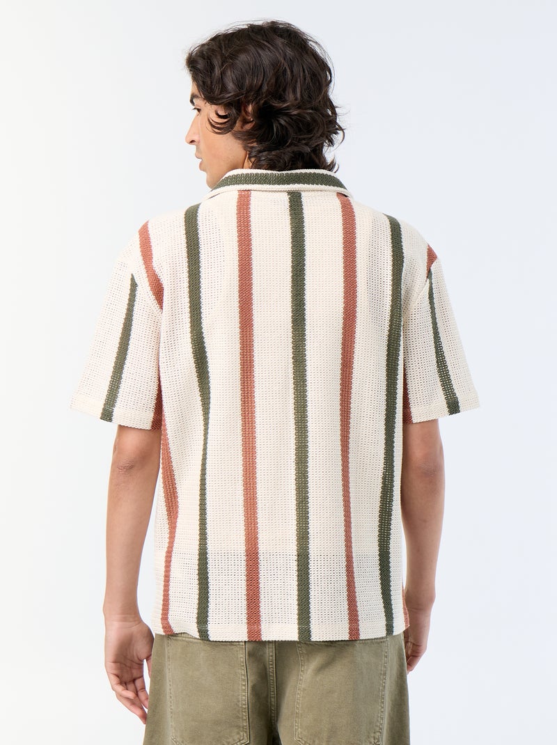 Polo a maniche corte in maglia traforata Beige - Kiabi