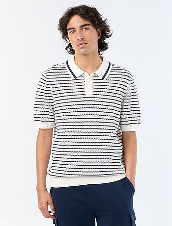Polo a maniche corte in maglia traforata