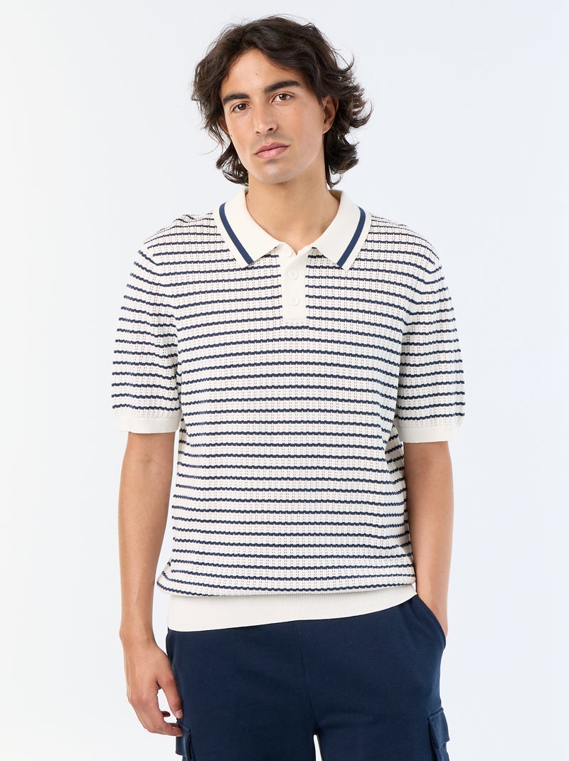 Polo a maniche corte in maglia traforata Beige - Kiabi