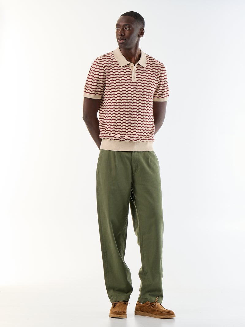 Polo a maniche corte in maglia traforata Beige - Kiabi