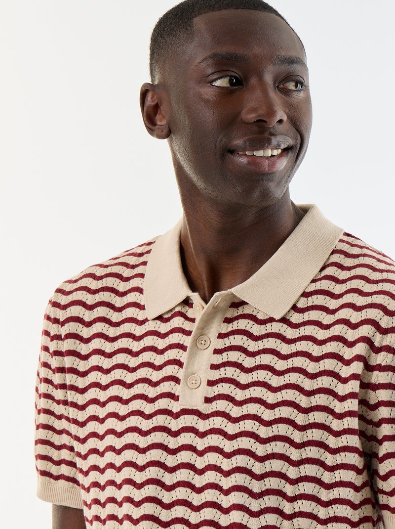 Polo a maniche corte in maglia traforata Beige - Kiabi