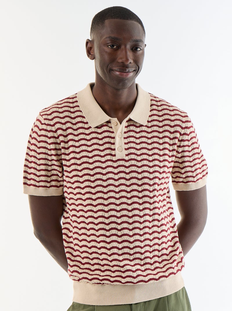 Polo a maniche corte in maglia traforata Beige - Kiabi