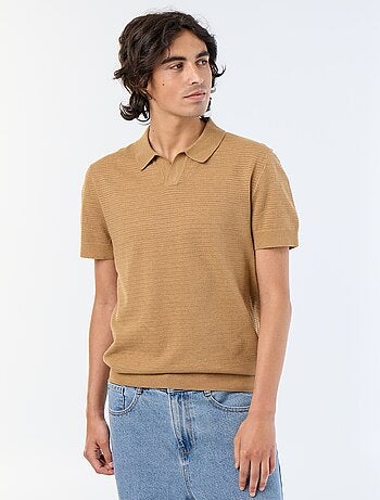 Polo a maniche corte in maglia traforata