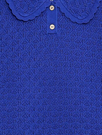 Polo a maniche corte in maglia traforata