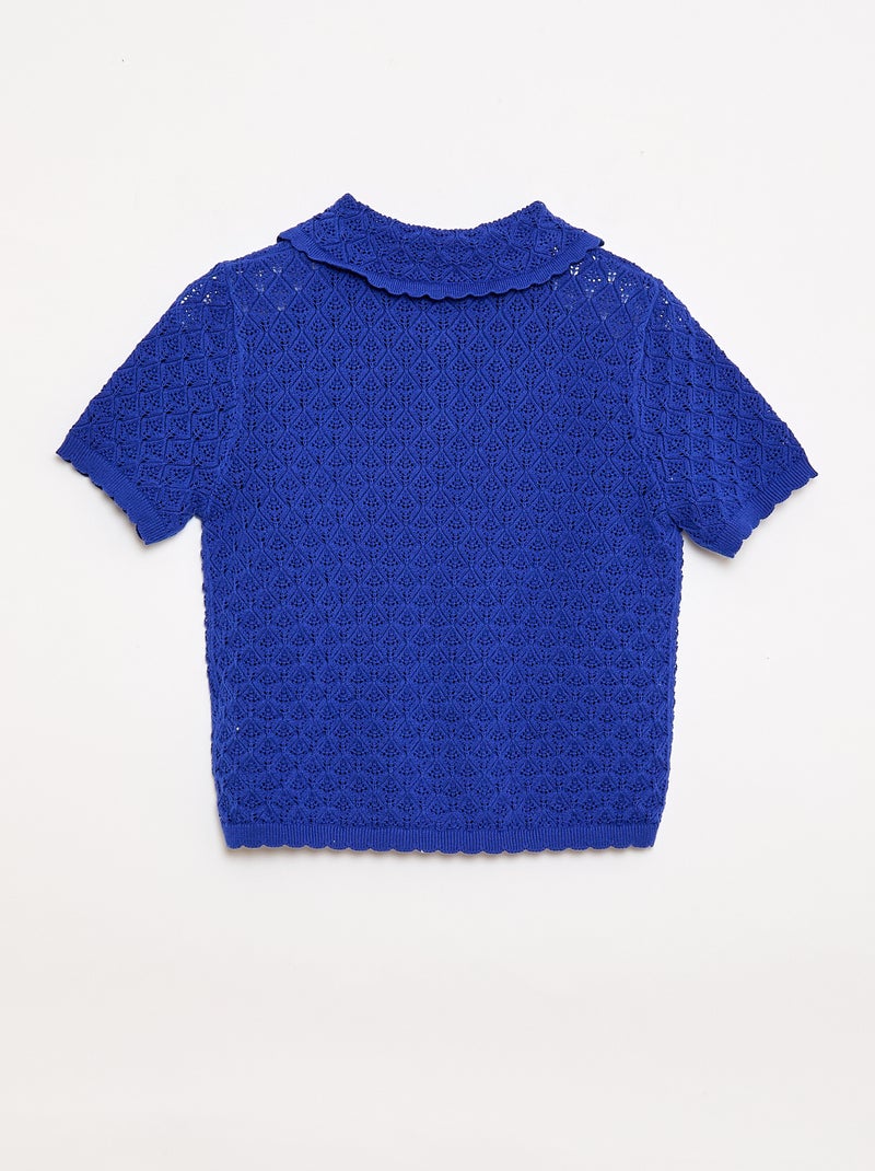 Polo a maniche corte in maglia traforata Blu - Kiabi