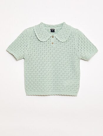 Polo a maniche corte in maglia traforata