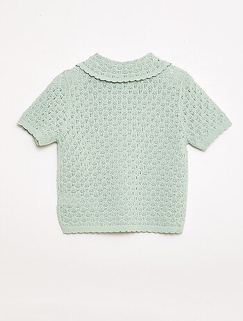 Polo a maniche corte in maglia traforata