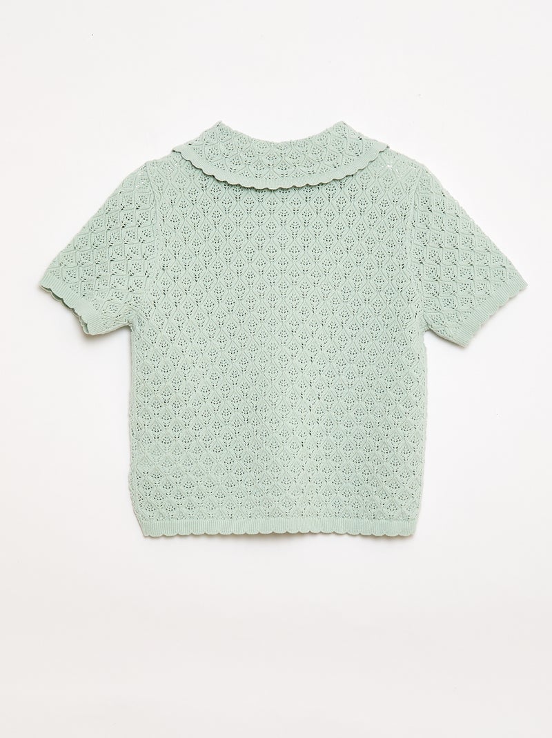 Polo a maniche corte in maglia traforata Blu - Kiabi