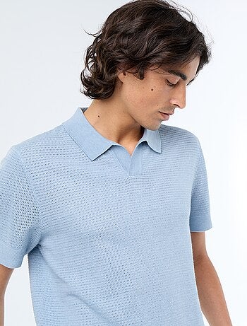 Polo a maniche corte in maglia traforata