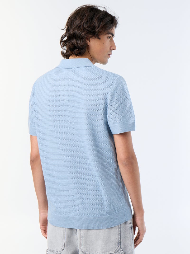 Polo a maniche corte in maglia traforata Blu - Kiabi
