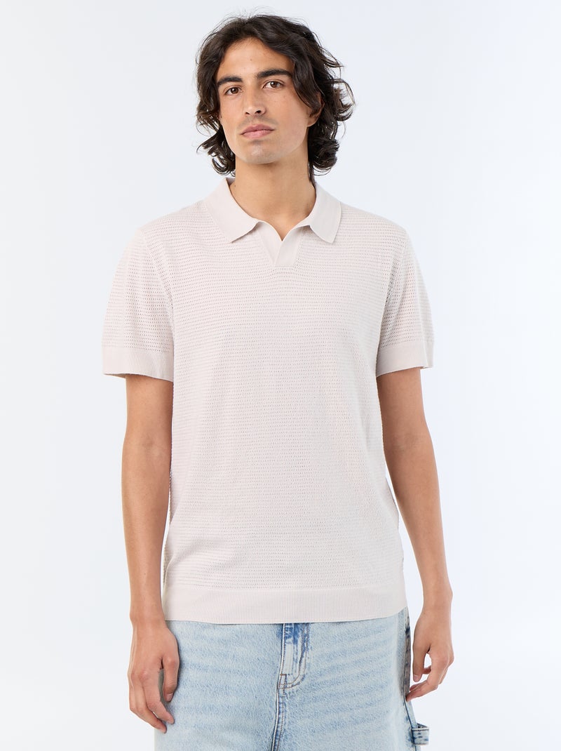 Polo a maniche corte in maglia traforata Grigio - Kiabi