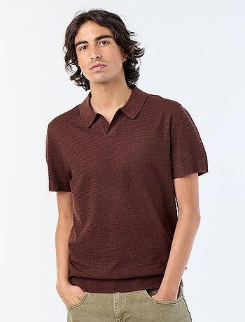 Polo a maniche corte in maglia traforata