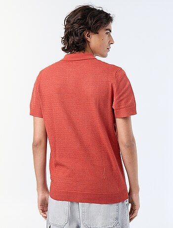 Polo a maniche corte in maglia traforata