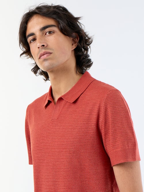 Polo a maniche corte in maglia traforata - Kiabi