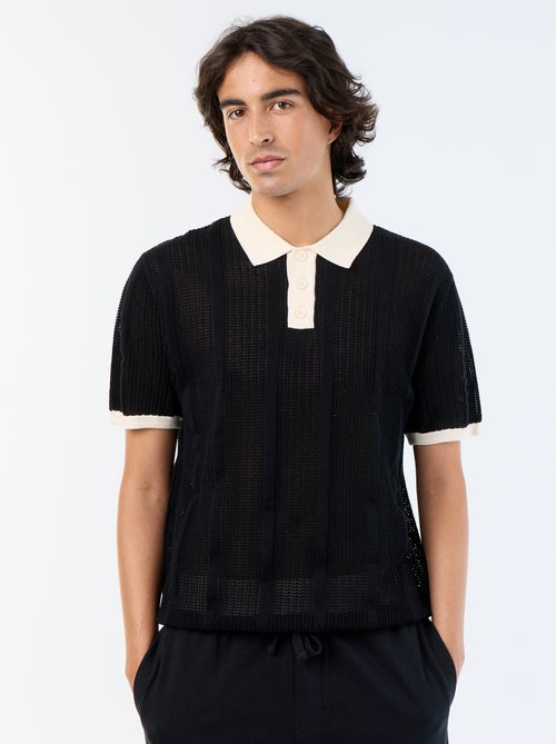 Polo a maniche corte in maglia traforata - Kiabi