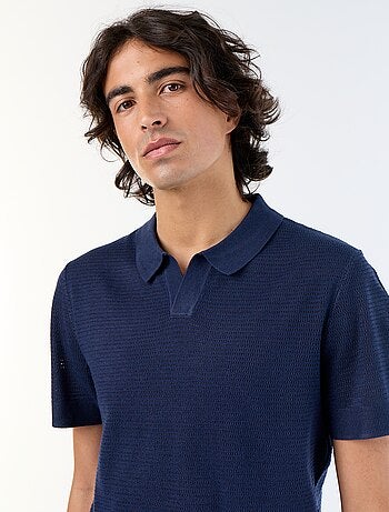 Polo a maniche corte in maglia traforata