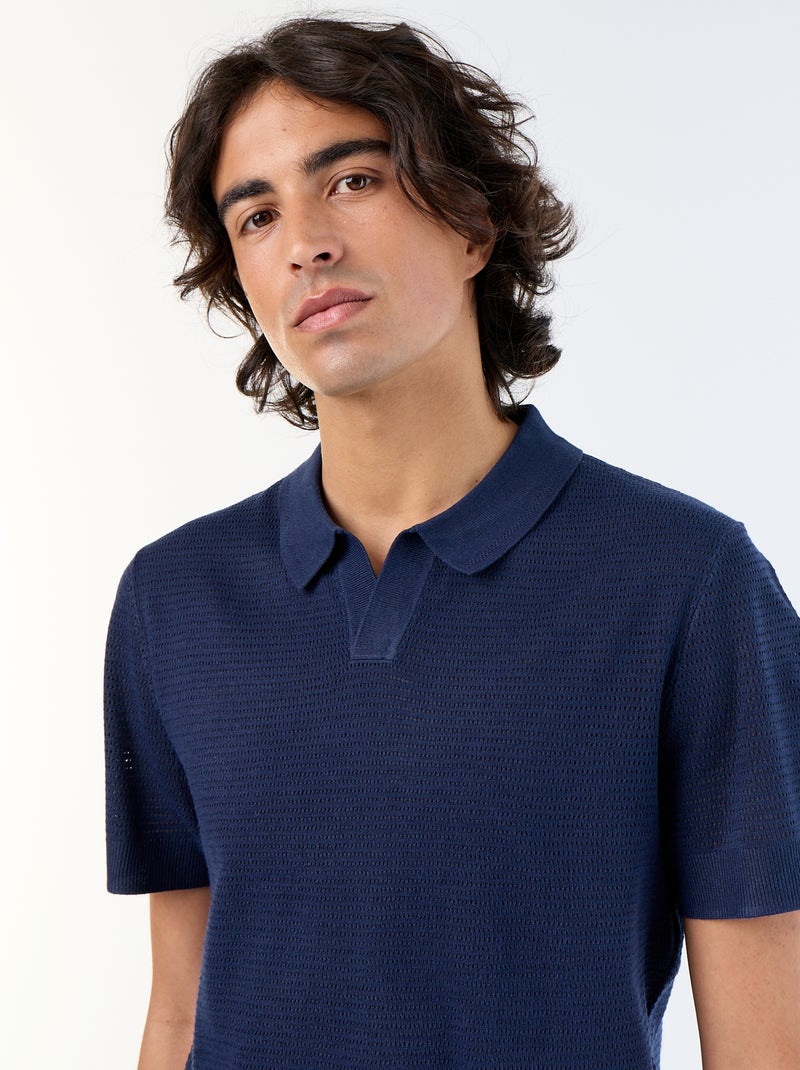Polo a maniche corte in maglia traforata Nero - Kiabi