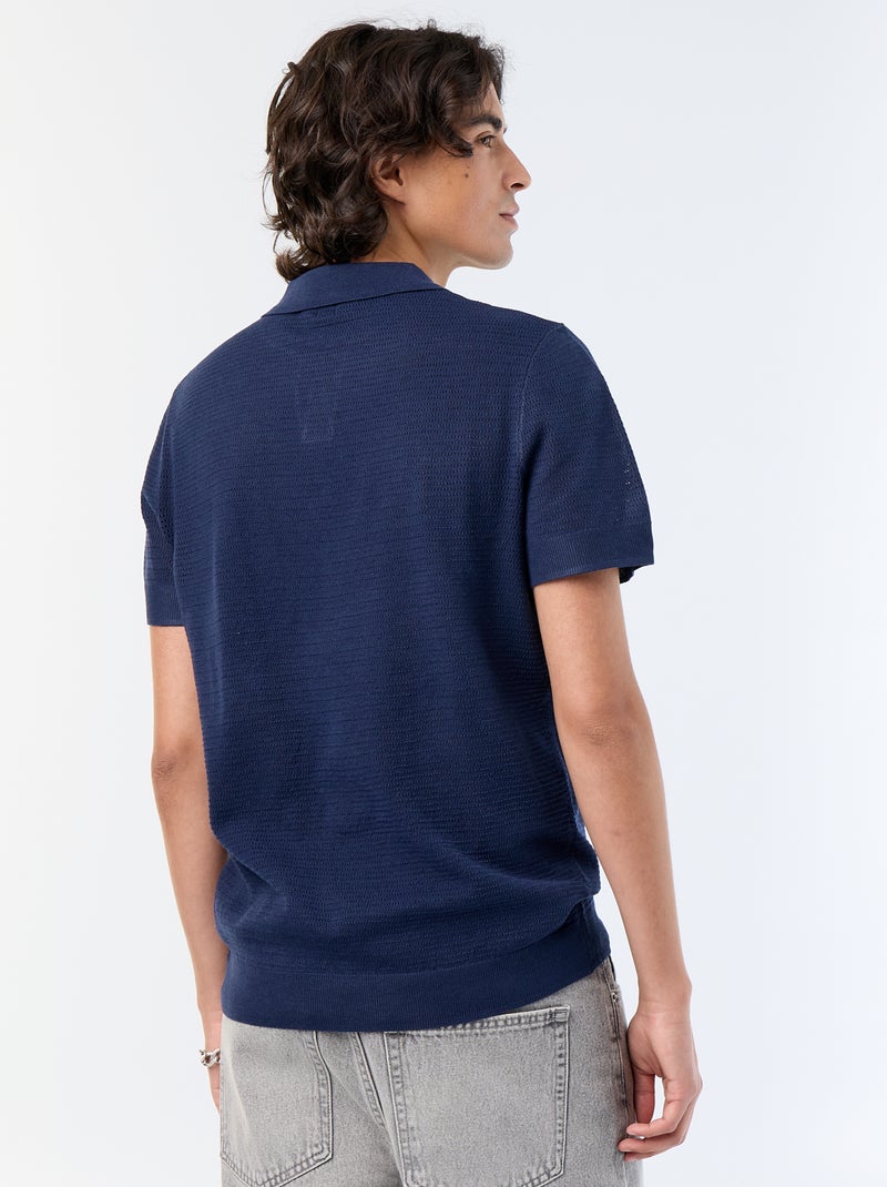 Polo a maniche corte in maglia traforata Nero - Kiabi