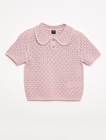 Polo a maniche corte in maglia traforata