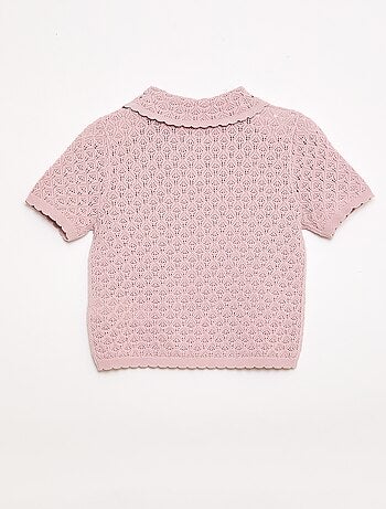 Polo a maniche corte in maglia traforata