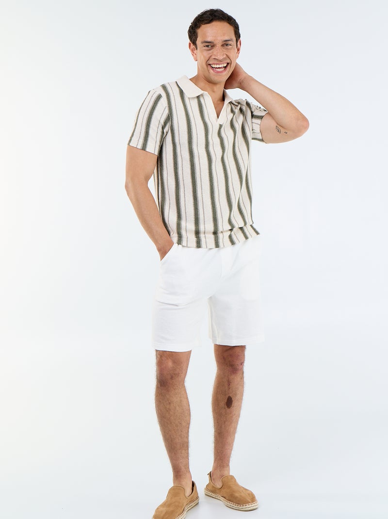 Polo a maniche corte in maglia tricot Kaki - Kiabi