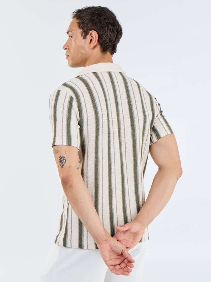 Polo a maniche corte in maglia tricot Kaki - Kiabi