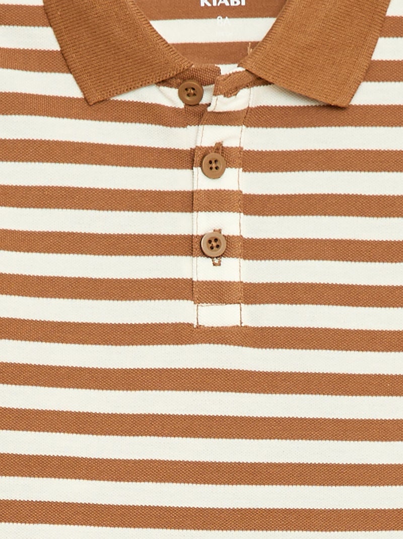 Polo a maniche corte in piqué di cotone Beige - Kiabi