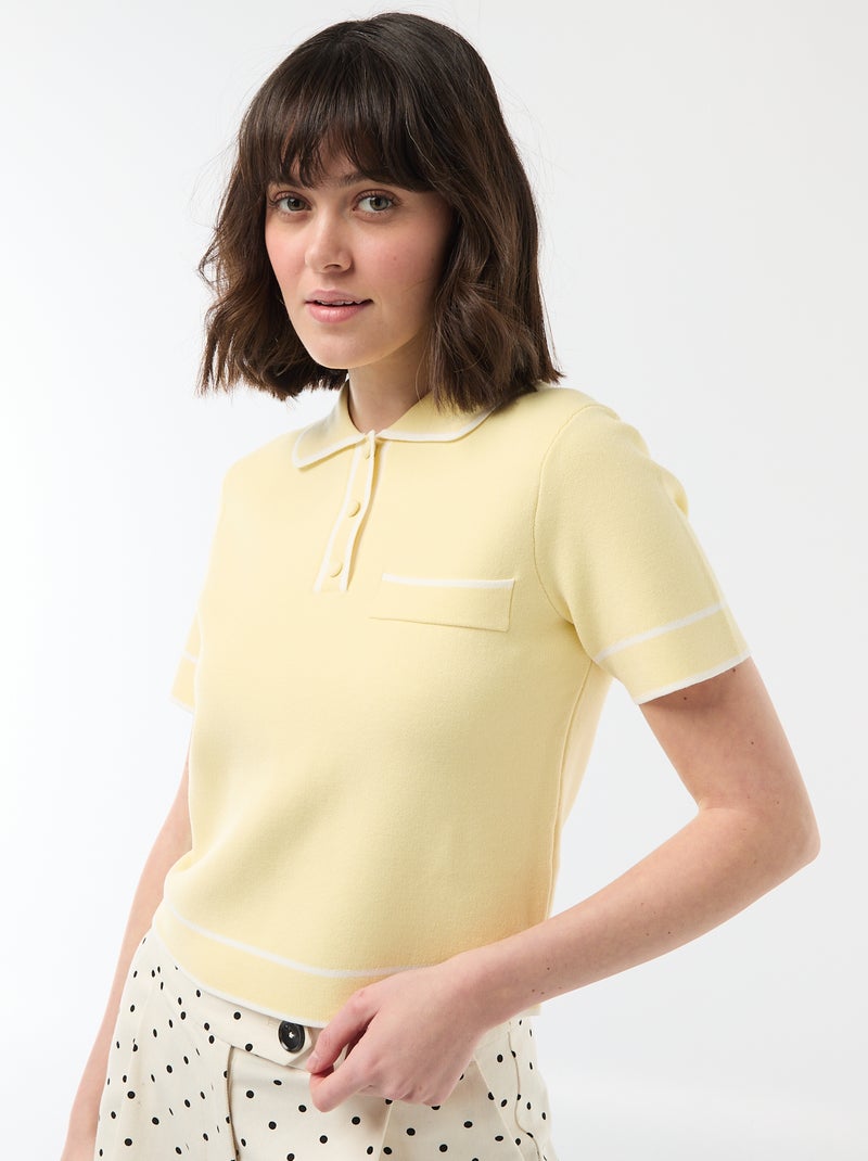 Polo a maniche corte in piqué di cotone Giallo - Kiabi