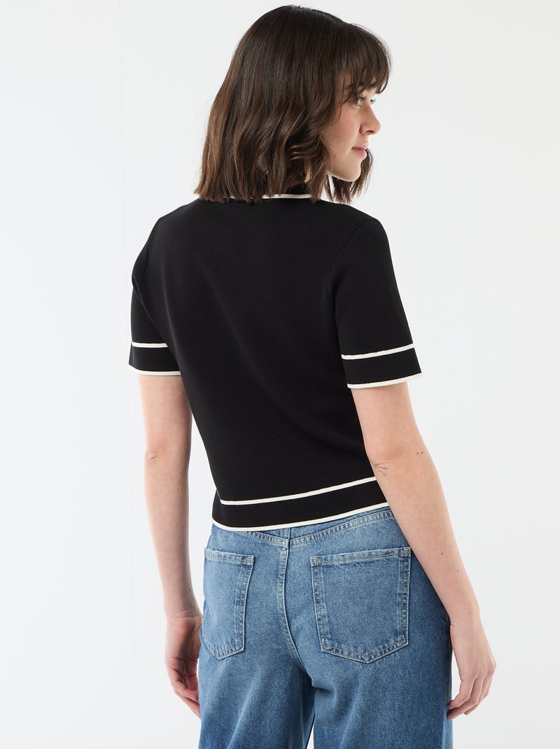 Polo a maniche corte in piqué di cotone Nero - Kiabi