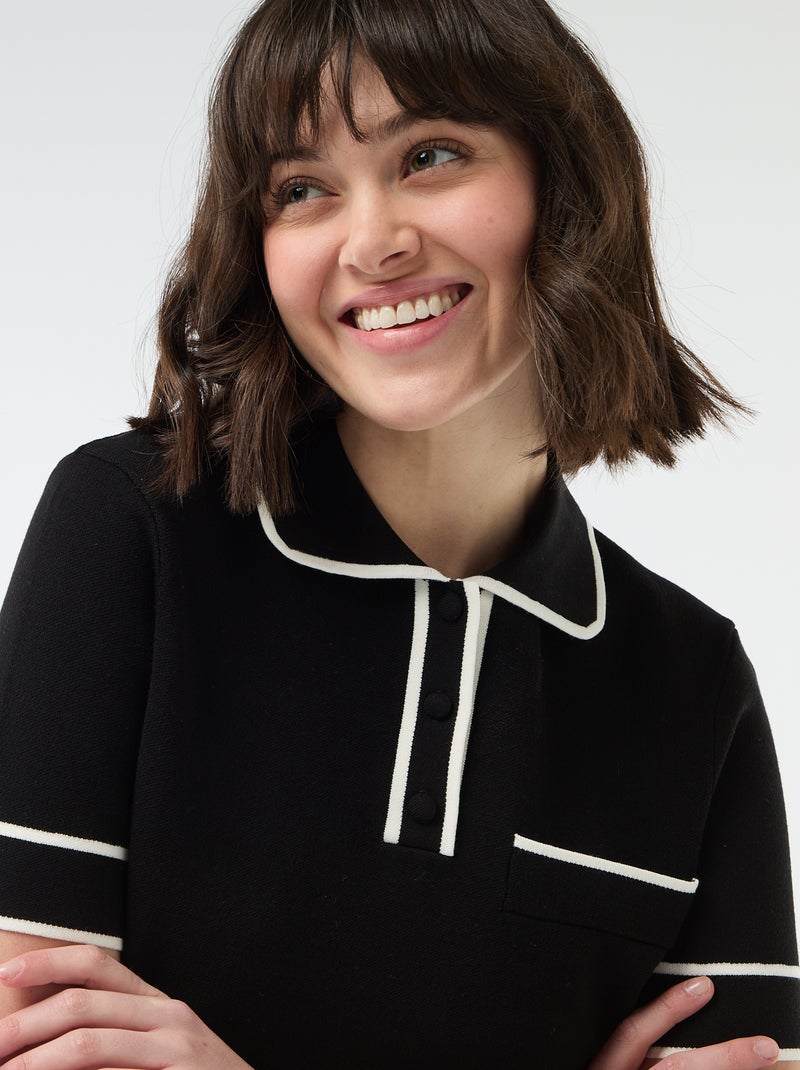 Polo a maniche corte in piqué di cotone Nero - Kiabi