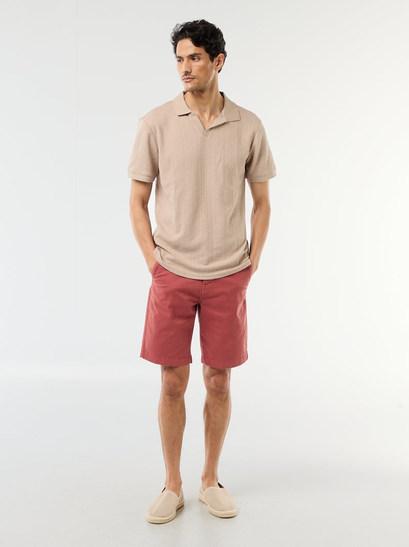 Polo a maniche corte in tessuto a nido d'ape Beige - Kiabi