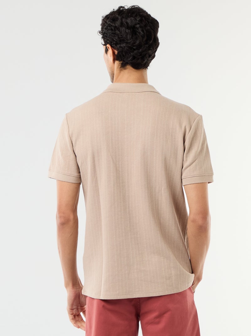 Polo a maniche corte in tessuto a nido d'ape Beige - Kiabi