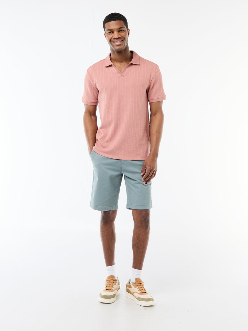 Polo a maniche corte in tessuto a nido d'ape Rosa - Kiabi