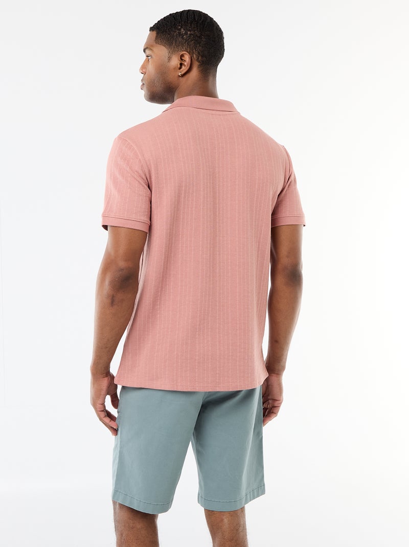 Polo a maniche corte in tessuto a nido d'ape Rosa - Kiabi