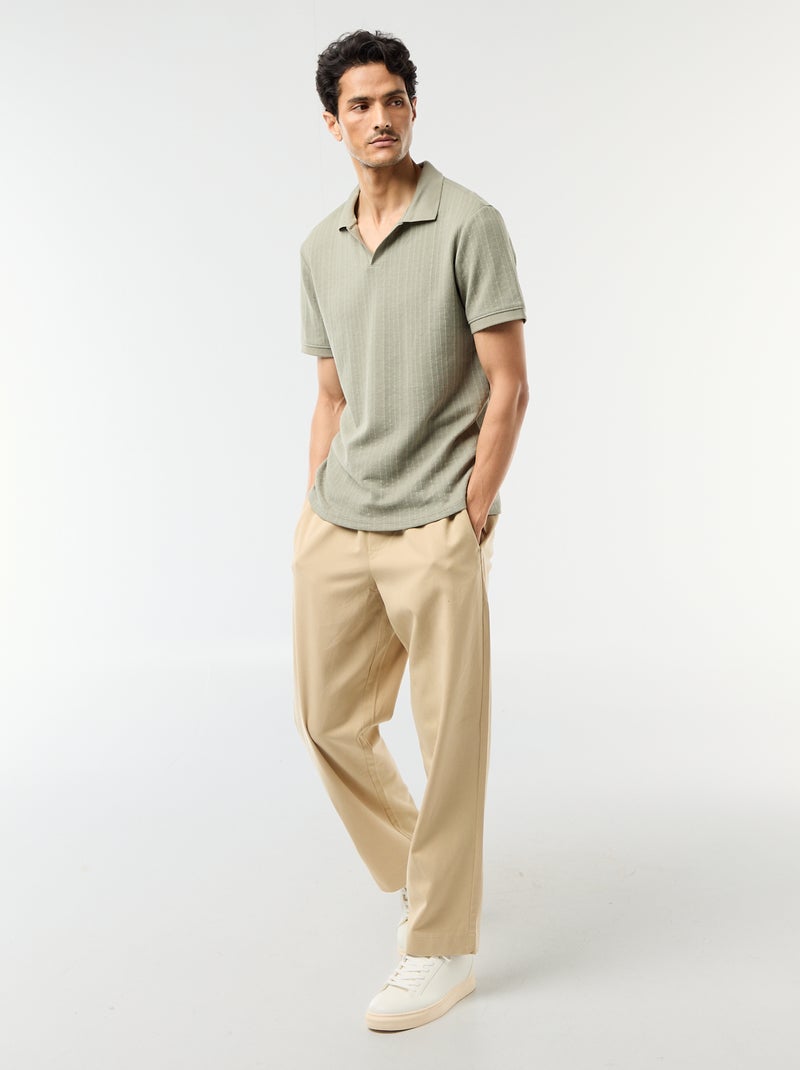 Polo a maniche corte in tessuto a nido d'ape Verde - Kiabi