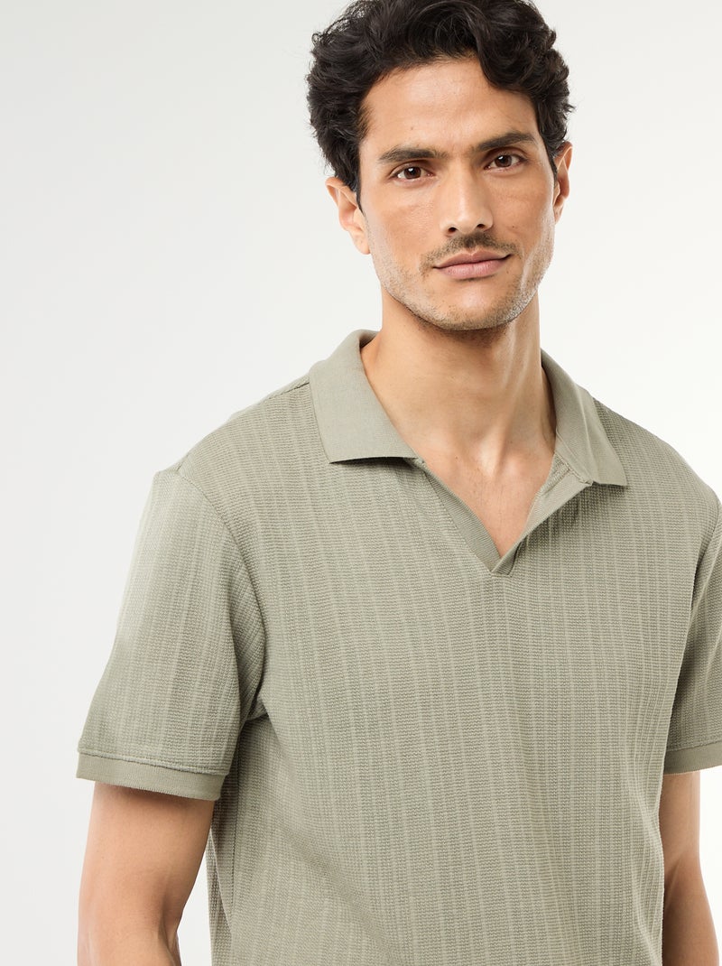Polo a maniche corte in tessuto a nido d'ape Verde - Kiabi