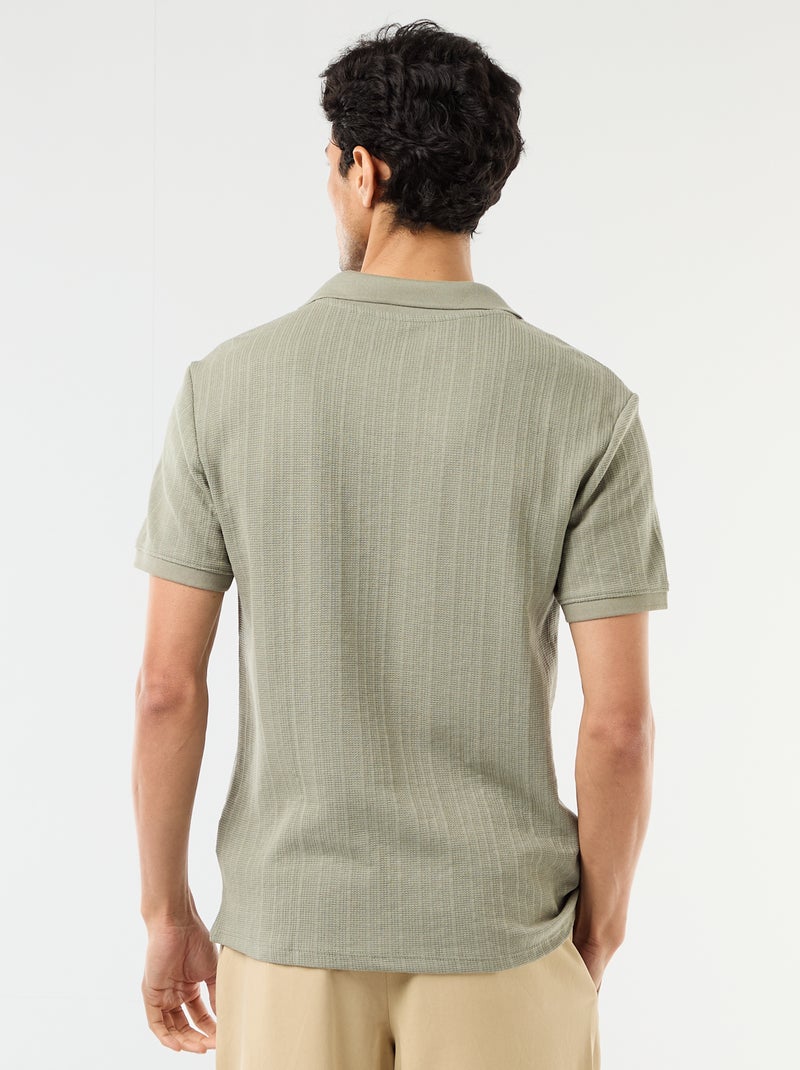 Polo a maniche corte in tessuto a nido d'ape Verde - Kiabi