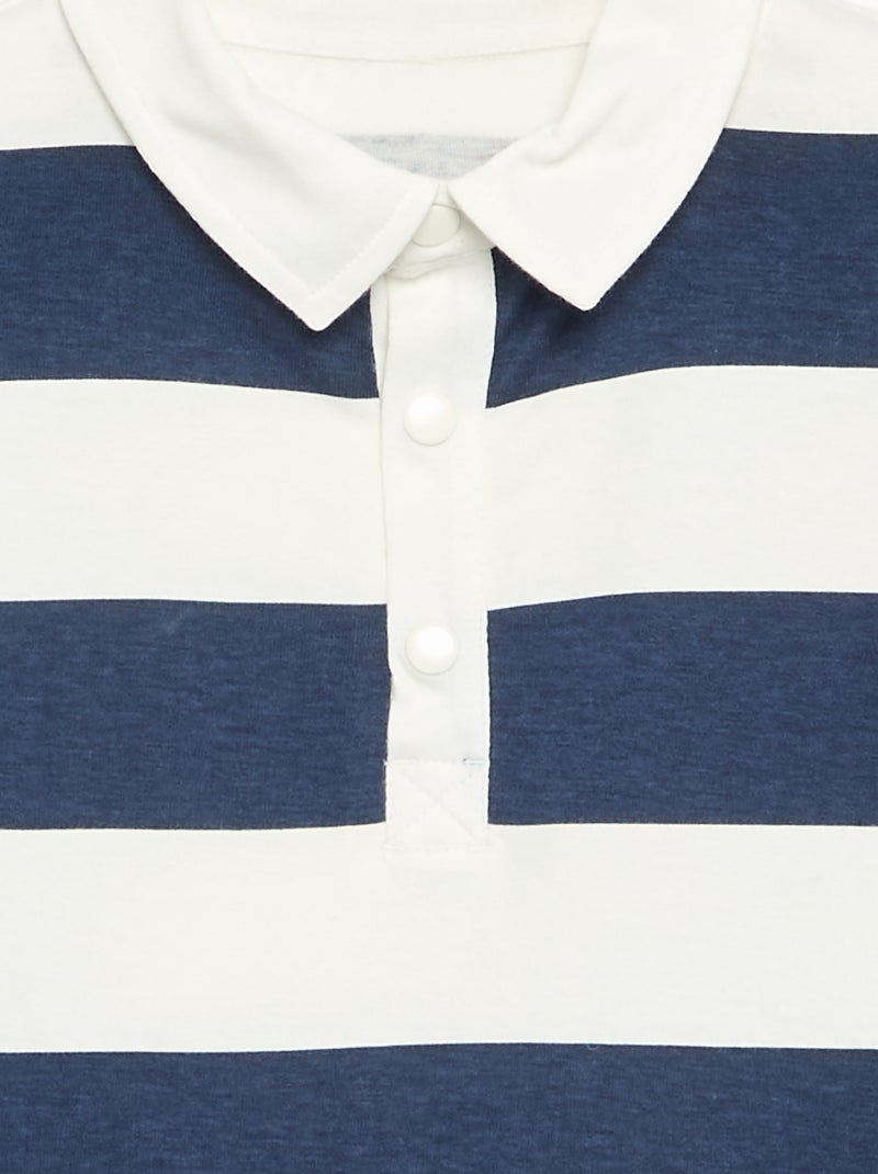 Polo a maniche lunghe a righe - collezione facile da indossare Blu - Kiabi