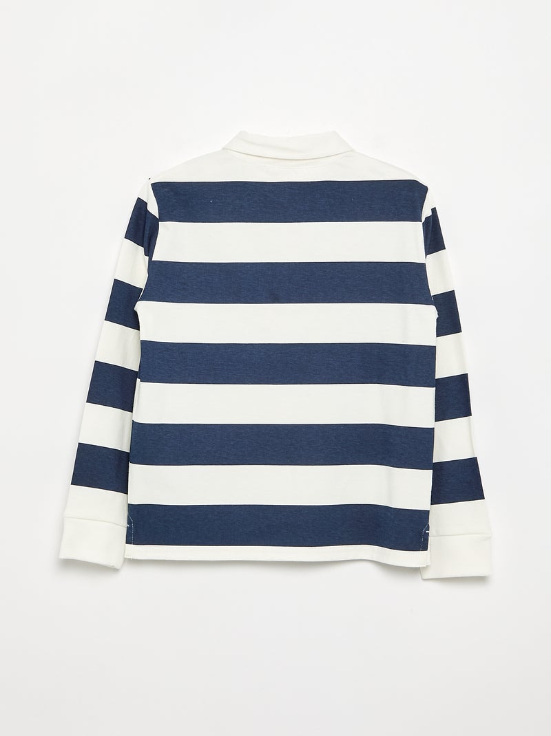 Polo a maniche lunghe a righe - collezione facile da indossare Blu - Kiabi