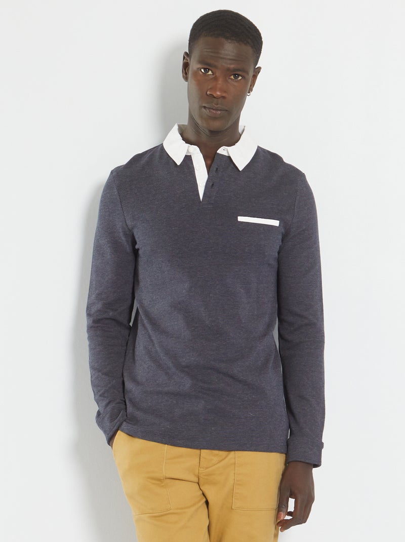 Polo a maniche lunghe BLU - Kiabi