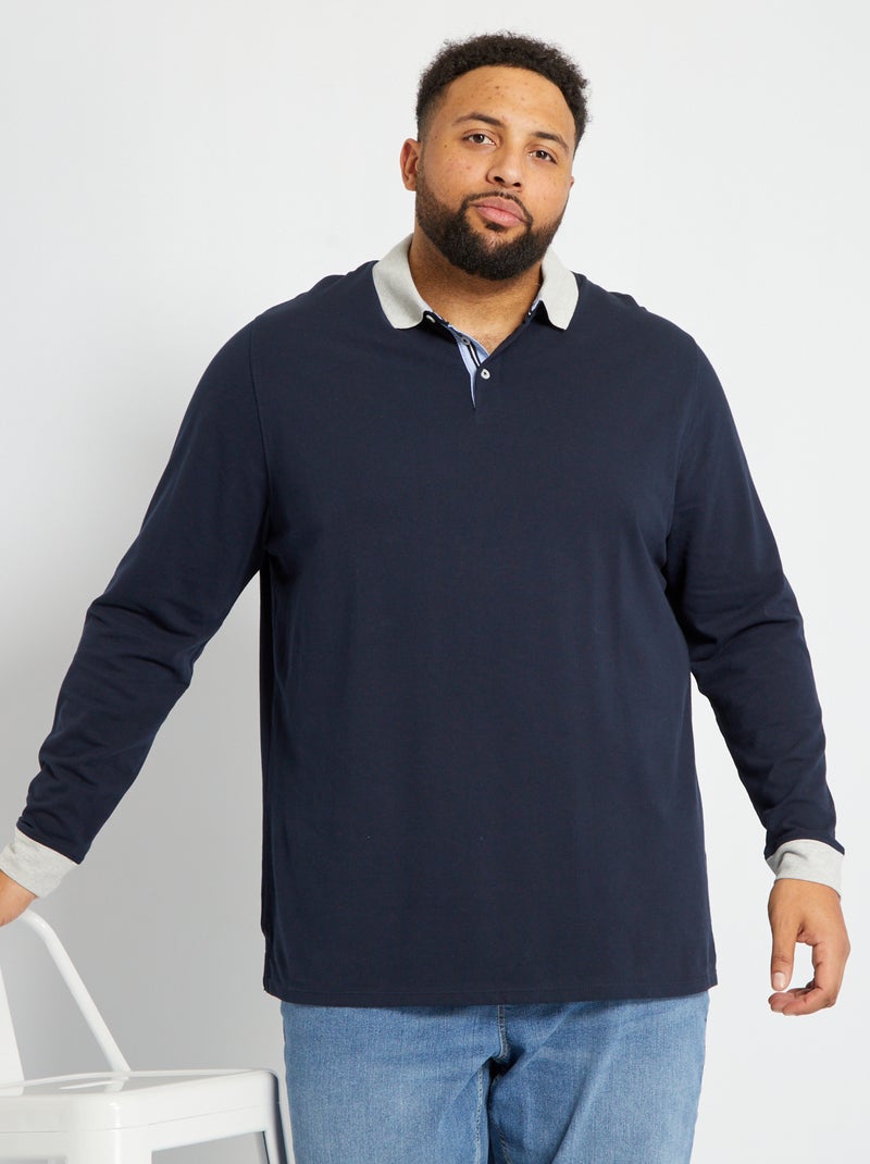 Polo a maniche lunghe BLU - Kiabi