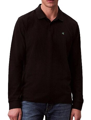 Polo a maniche lunghe da uomo calvin klein in piqué casual