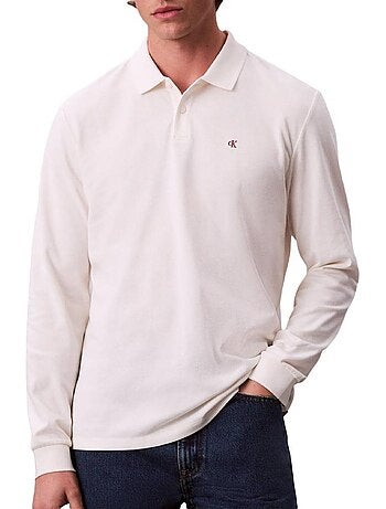 Polo a maniche lunghe da uomo calvin klein in piqué casual