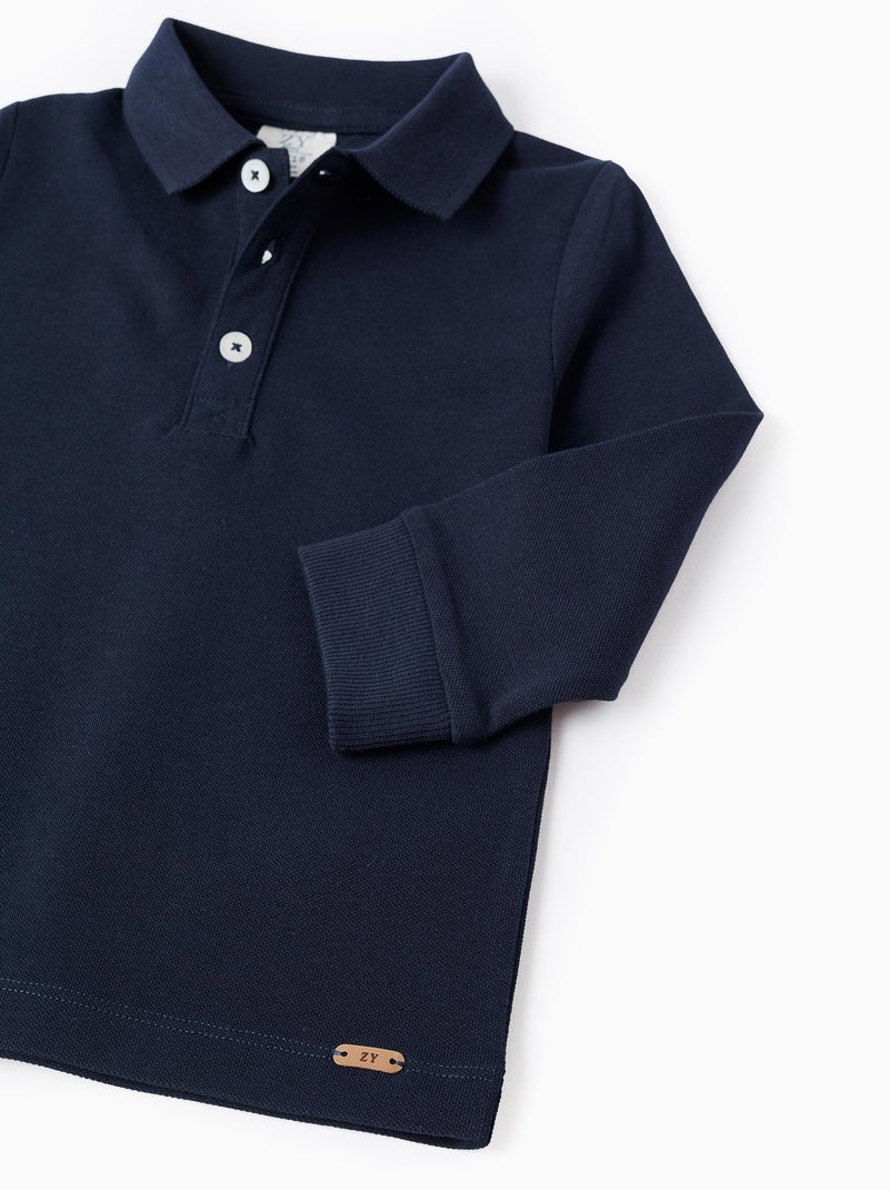 Polo a maniche lunghe in cotone Blu scuro - Kiabi